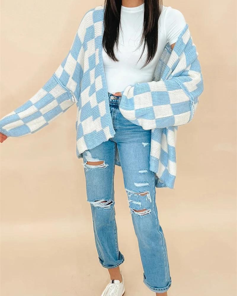 Krohn-e | Übergroße Karierte Strickjacke