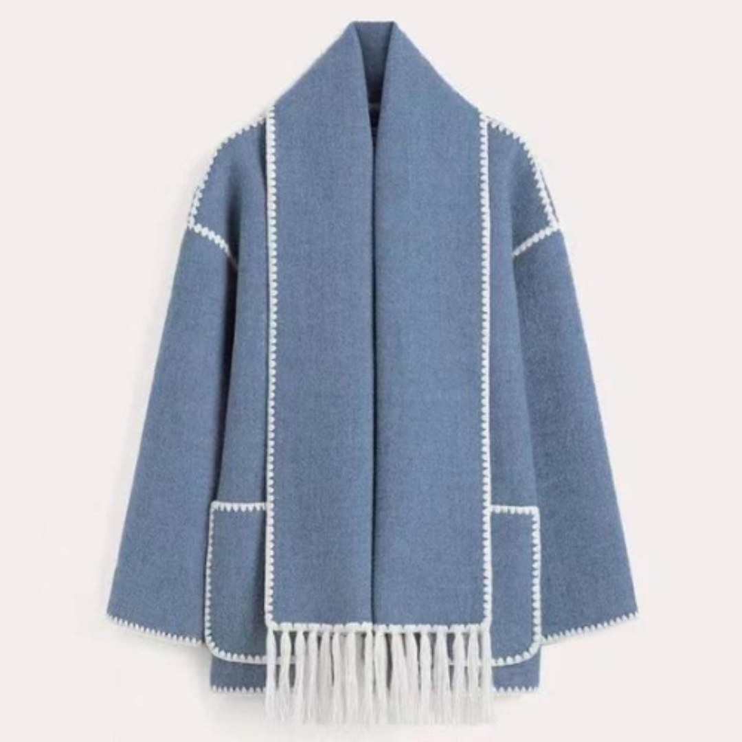 Krohn-e | Damen Warmer Lockerer Wickelkragen Mantel Winter