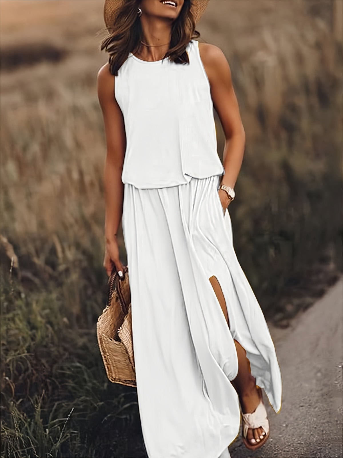 Einfaches Boho-Maxikleid aus Modal in vielen Farben – Edna