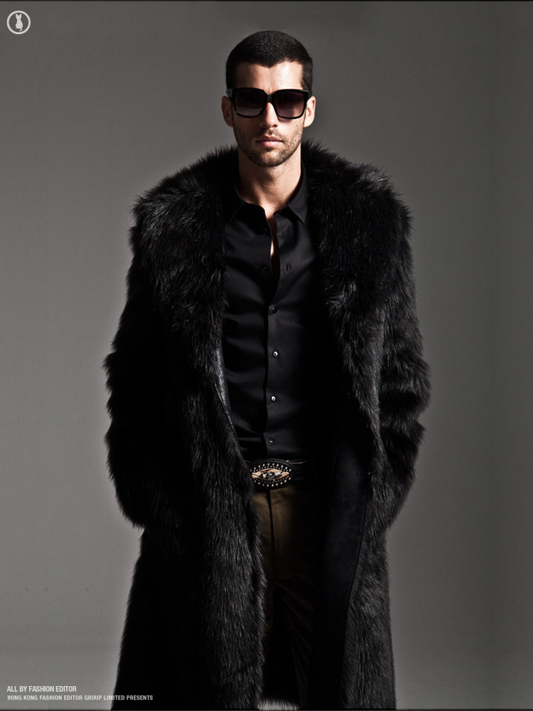 Herren Eleganter Kunstfell-Mantel Krohn-e