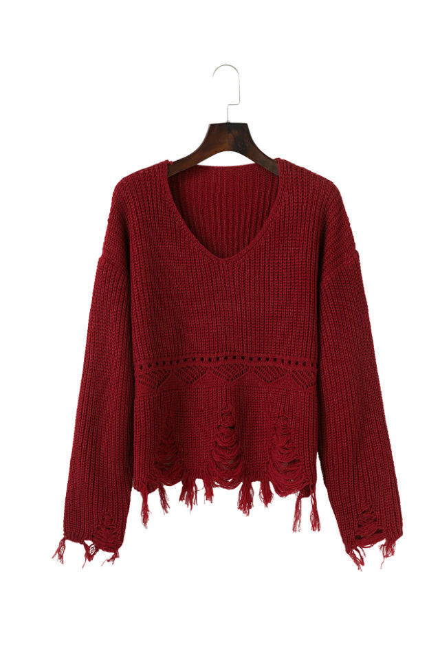 Damen Pullover mit lässigem Fransen-Design Krohn-e