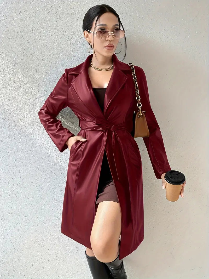 Elliven Urban Luxe: Lange, offene, lässige Jacke aus festem Stoff mit Revers