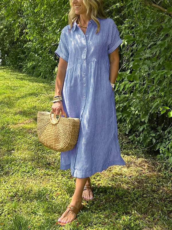 KROHN-E Damen Bluse Gestreift Klassische Passform
