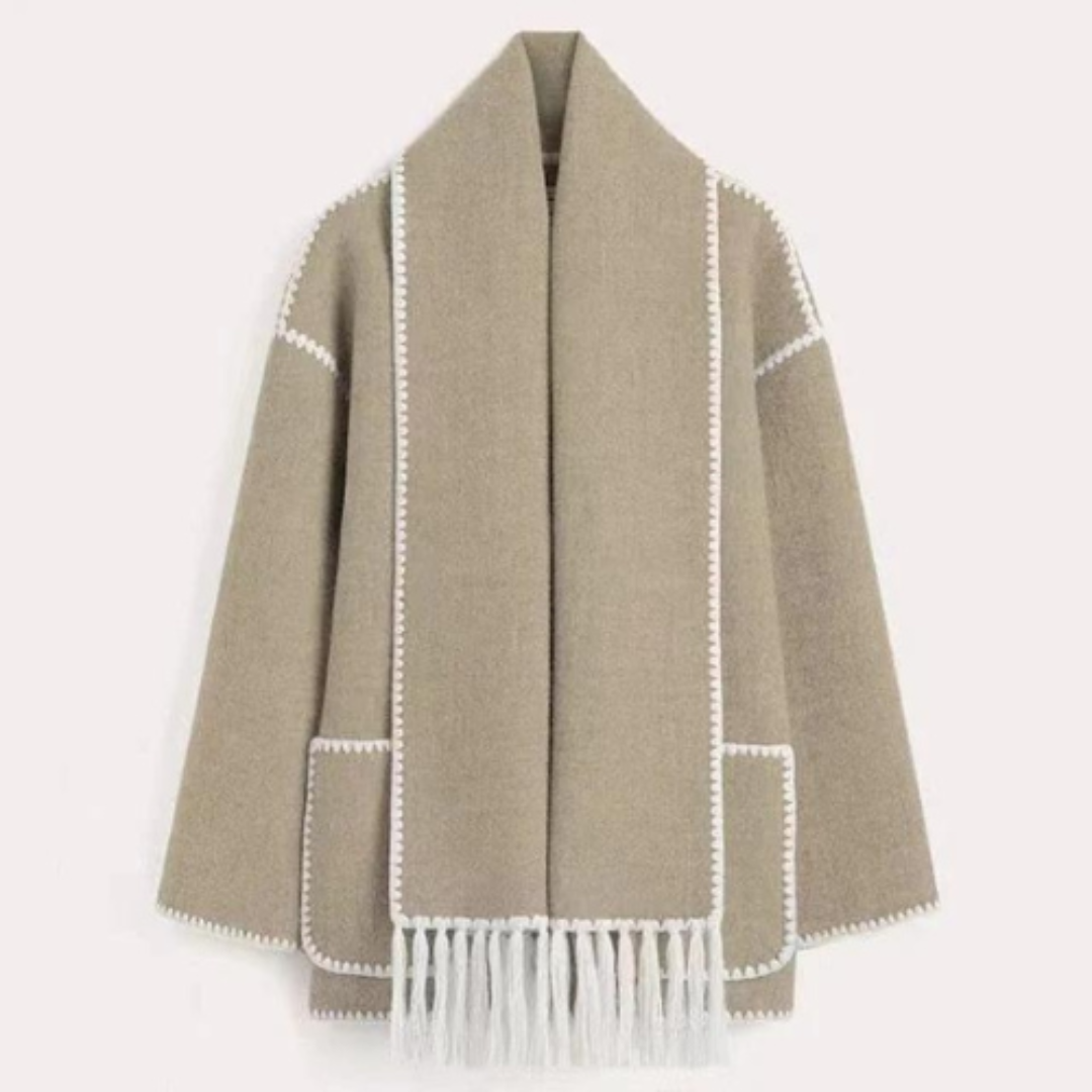Krohn-e | Damen Warmer Lockerer Wickelkragen Mantel Winter