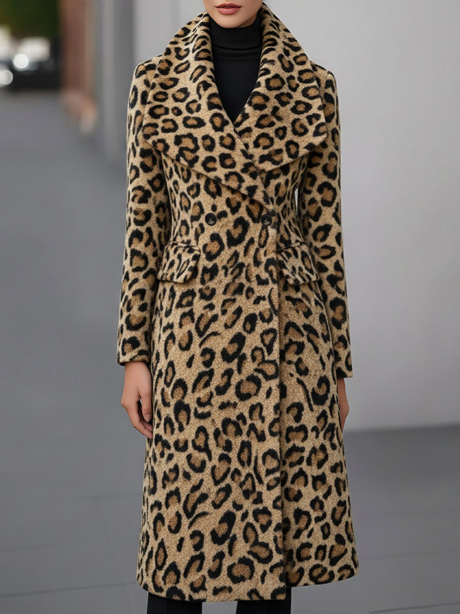 Krohn-e | Winterjacke mit Leopardenmuster, beidseitig aus Wolle – elegante Auß Jacke für legere und formelle Anlässe