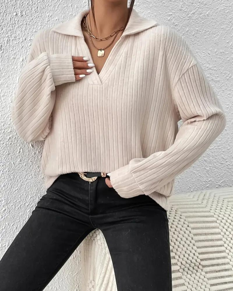 Fudus Uni-farbiges geripptes Sweatshirt