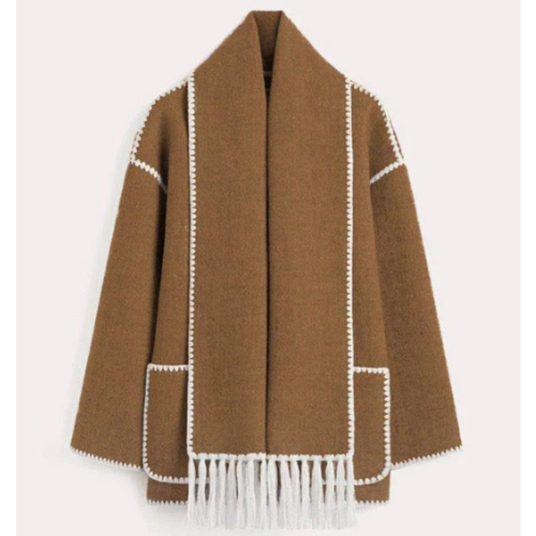 Krohn-e | Damen Warmer Lockerer Wickelkragen Mantel Winter