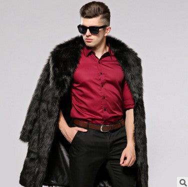 Herren Modischer Kunstpelzmantel mit elegantem Schnitt und festem Revers Krohn-e