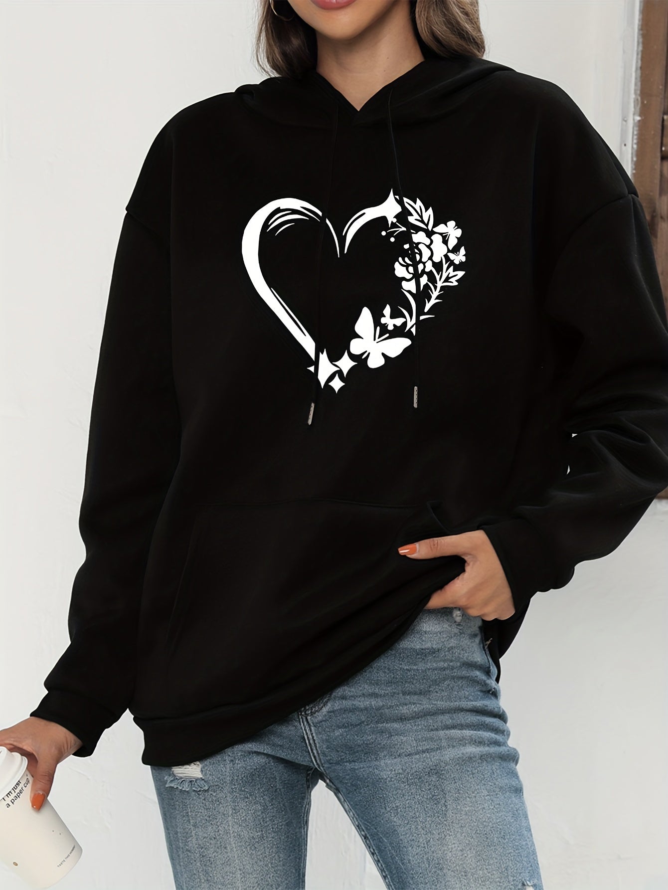 Krohn-e | Vibrant Hoodie mit Herzdruck Baumwolle Komfortabel