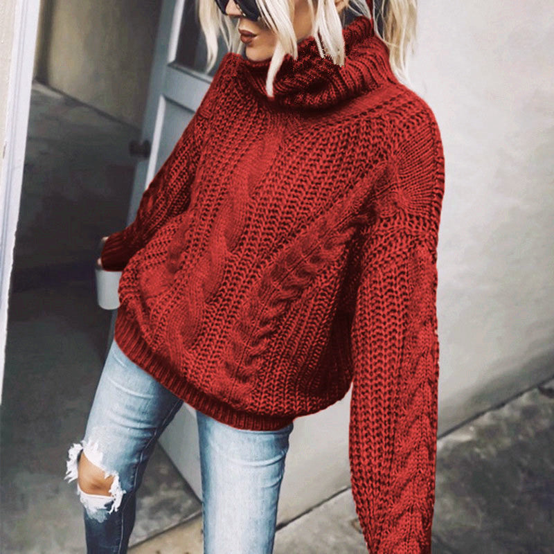 Krohn-e | Chunky Strickpullover mit Rollkragen Weich und Warm Kabelstrick