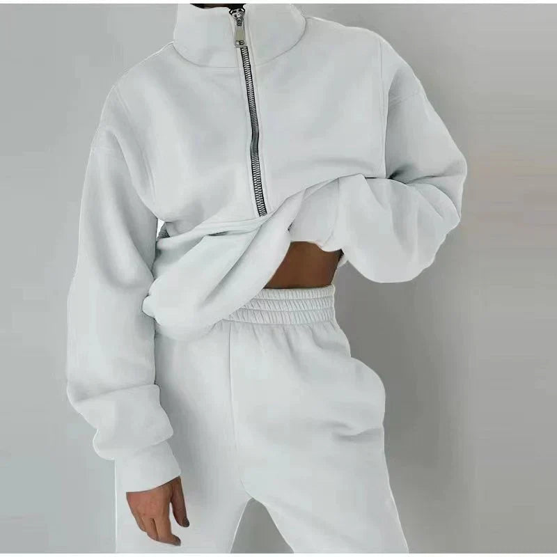 Krohn-e | Sweatshirt - Damen Herbst Halb-Zip Trainingsanzug Set
