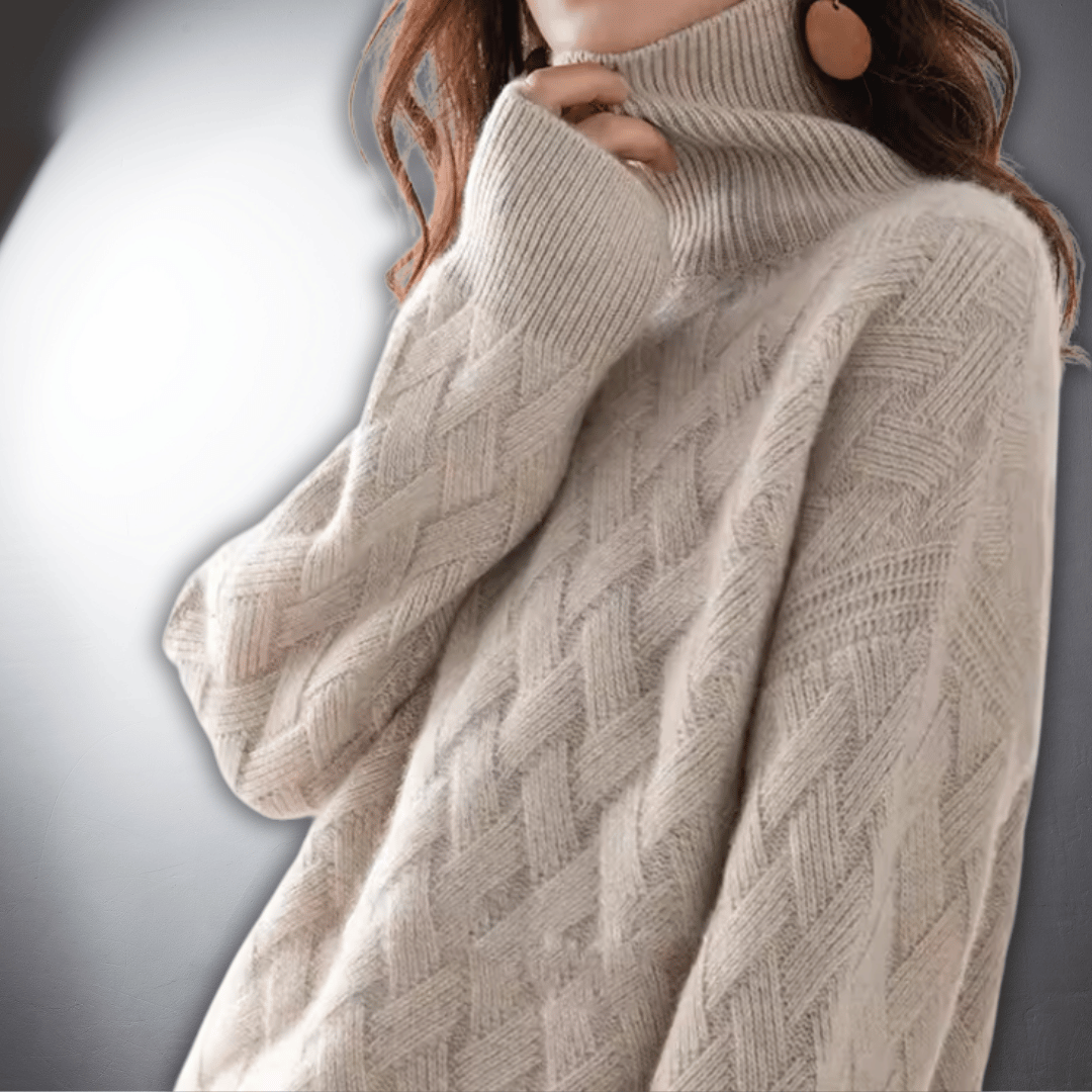 KROHN-E Damen Oversize Pullover Strick Entspannte Passform