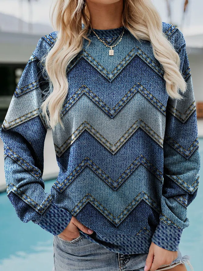 Krohn-e | Lässiges Sweatshirt mit Zickzack-muster Weich und Trendy Perfekt für Den Alltag