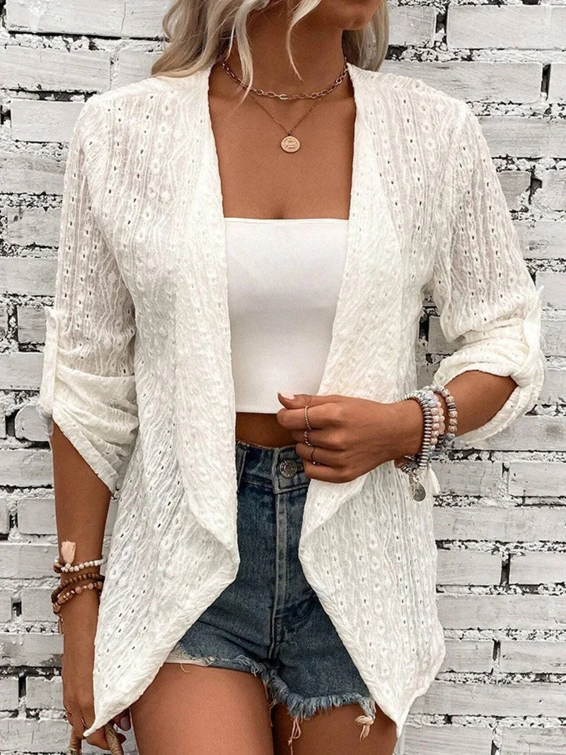 Krohn-e | Cardigan - Frauen Herbst Häkelstrick Front Entspannt Passform Cardigan