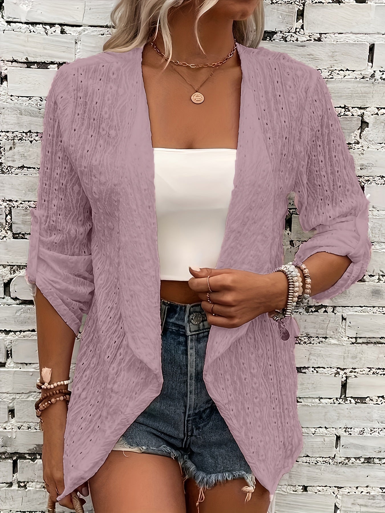 Krohn-e | Cardigan - Frauen Herbst Häkelstrick Front Entspannt Passform Cardigan