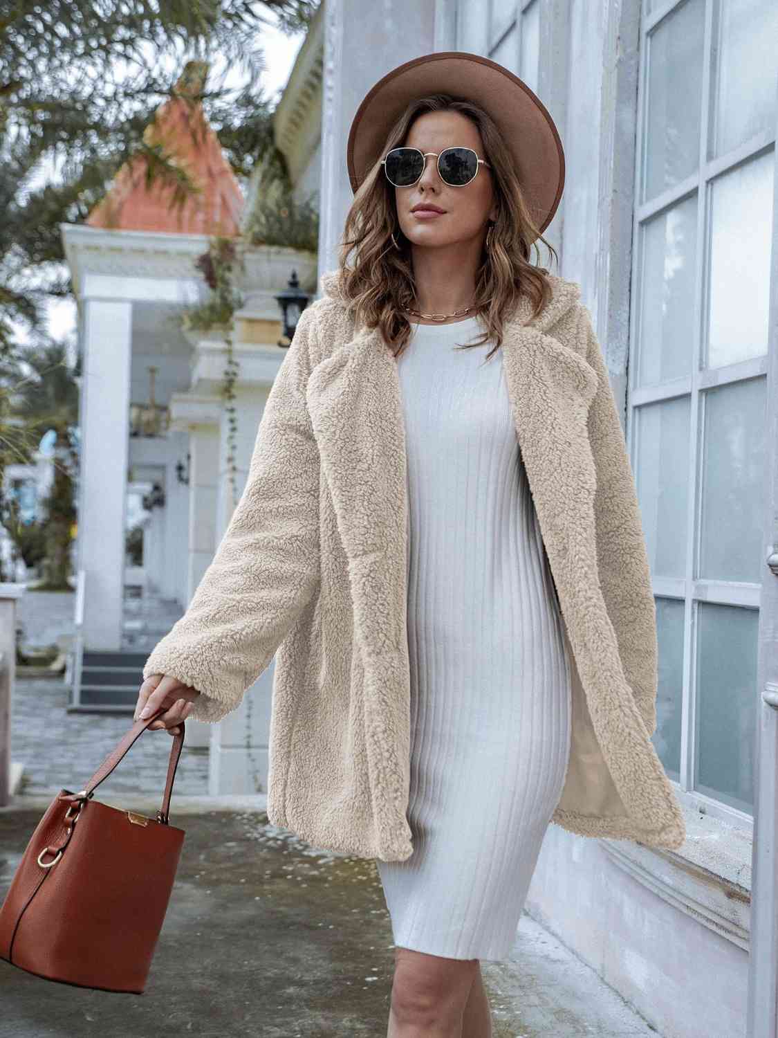 Krohn-e | Langarm Teddy Mantel mit Taschen