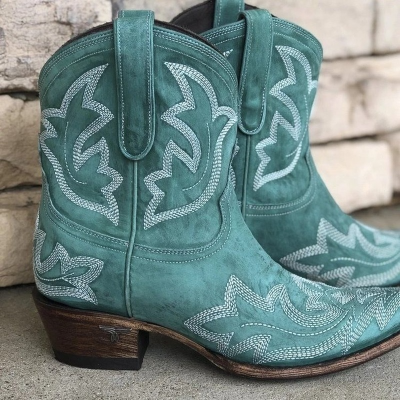Hand-embroidered Leather Cowboy Boots - Laurice