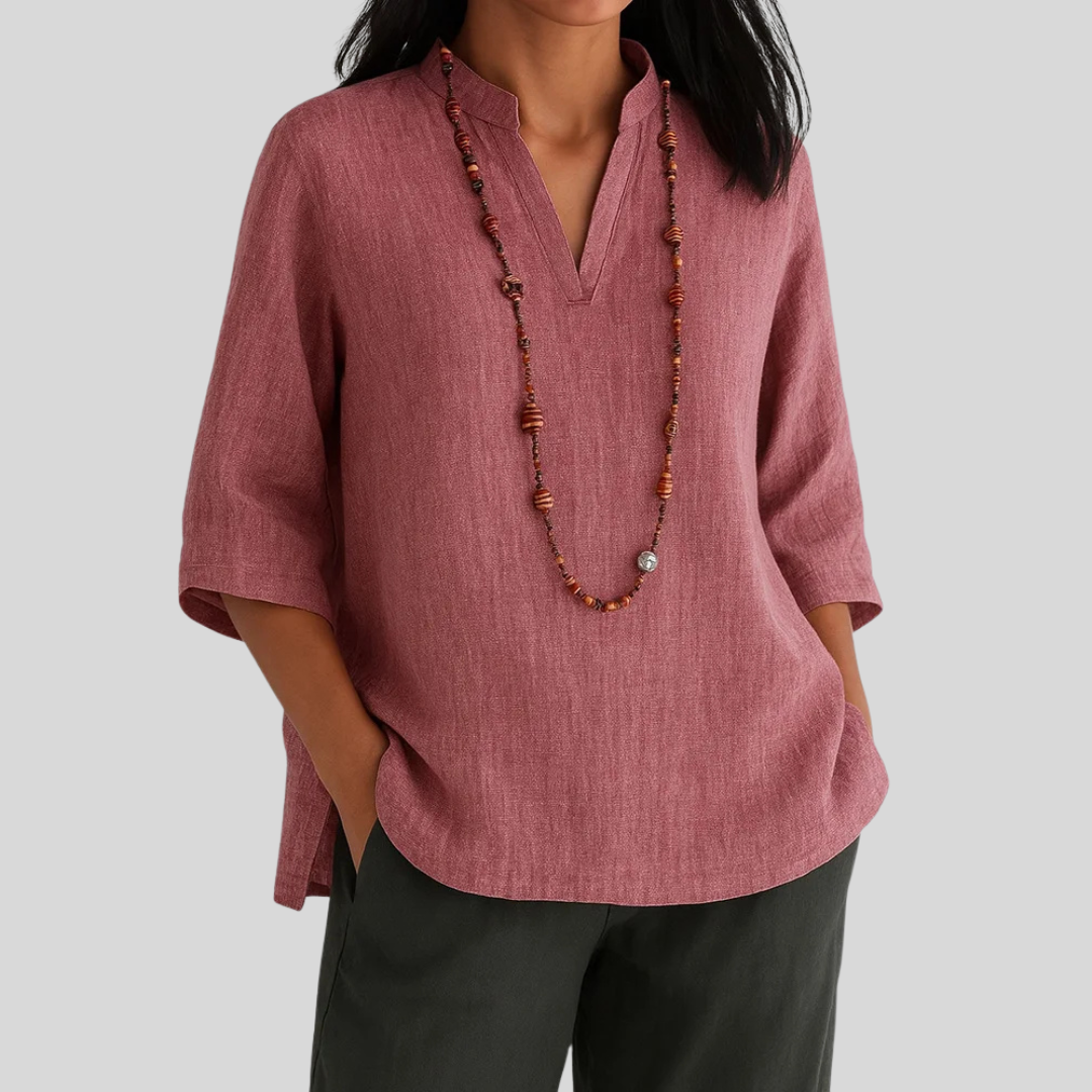 KROHN-E Damen Bluse Relaxed Fit Hellgrün Leicht