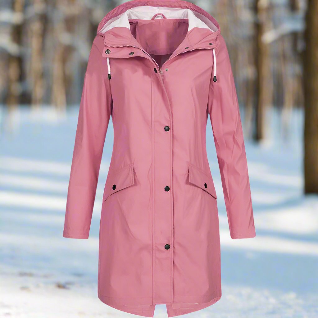 Krohn-e | Kapuzen-Regenjacke - Lockere Passform Mid-Thigh Regenjacke