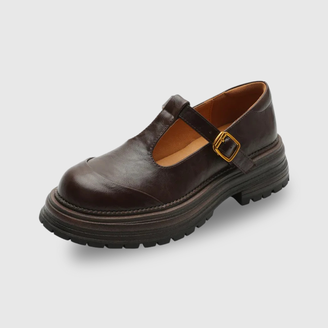 KROHN-E Damen T-Bar Mary Jane Schuhe Runde Zehenpartie Niedrig