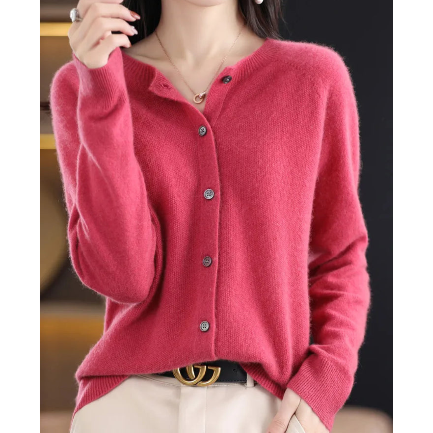 Krohn-e | Cardigan - 100% Merinowolle Weicher Strickpullover