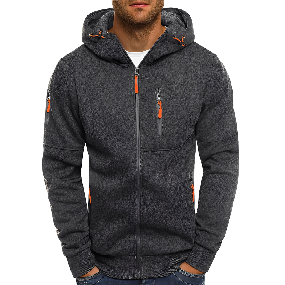 Krohn-e | Freizeit Zip-Up Jacke mit Kapuze für Herren