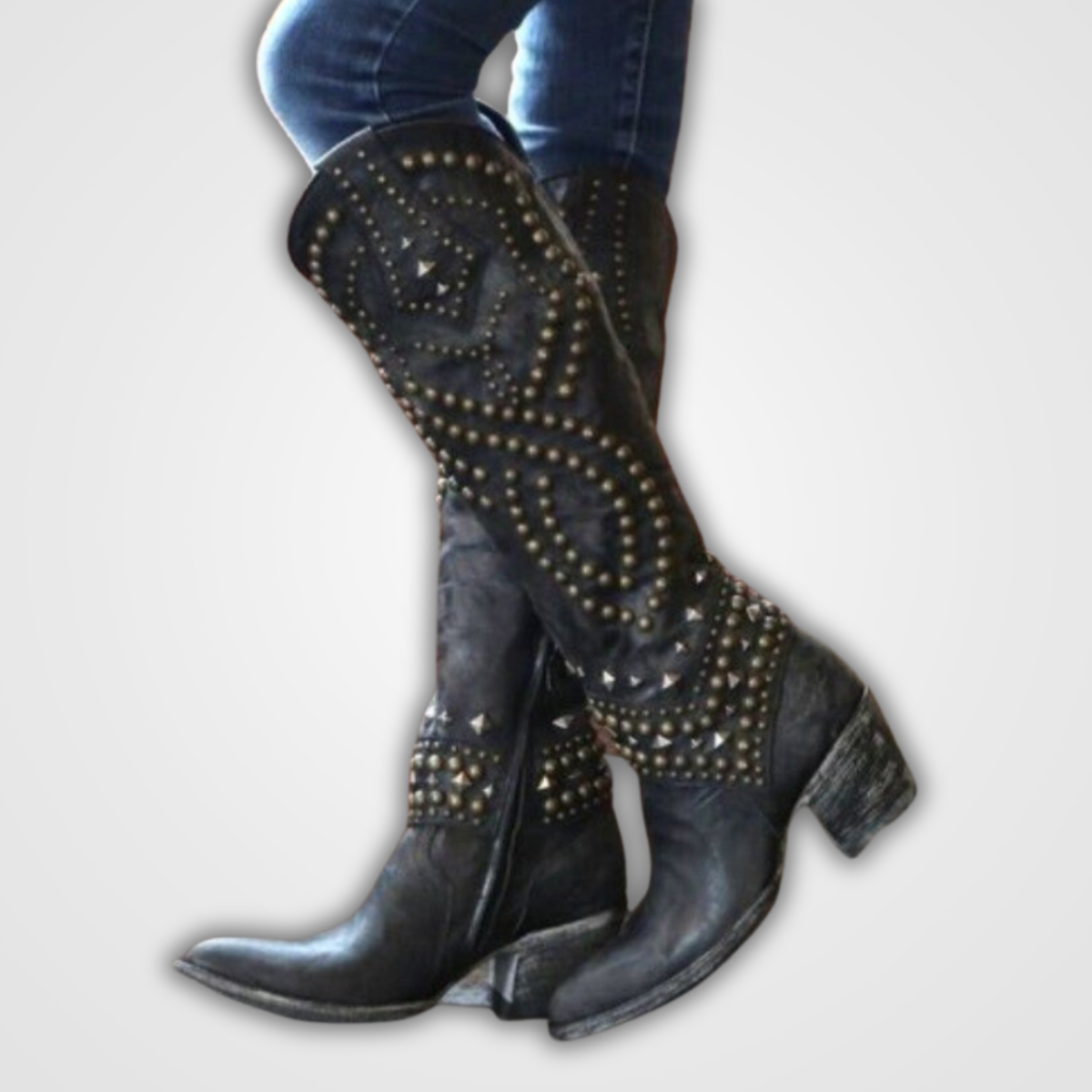 Krohn-e | Lange Stiefel mit Nieten-Design