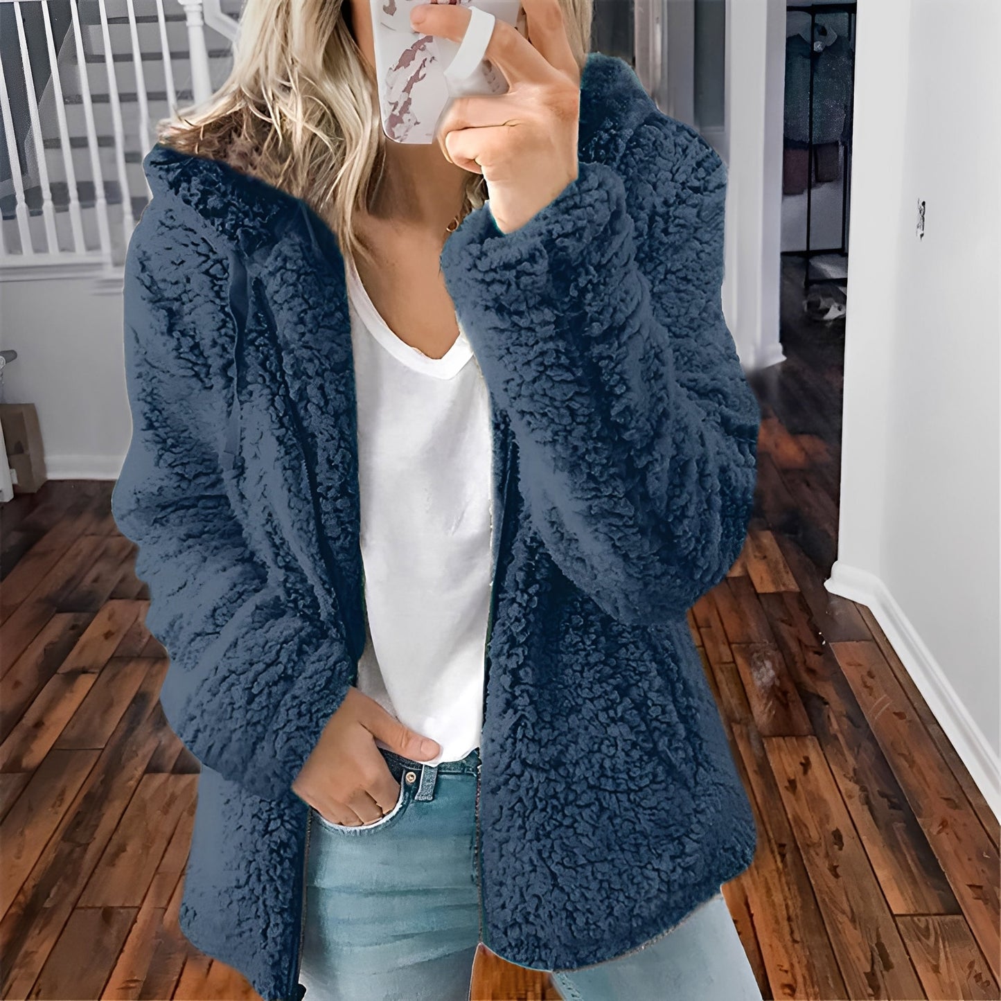 Krohn-e | Lässige Teddy-Fleece-Hoodie-Jacke für Frauen