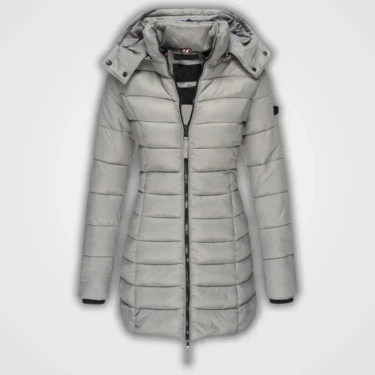 Krohn-e | Lange gesteppte Kapuzenjacke für Damen ideal für den Winter
