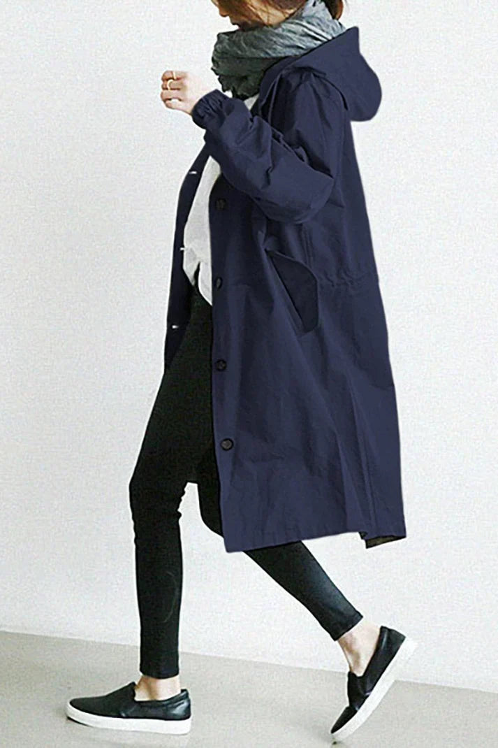 Krohn-e | Trenchcoat mit Kapuze für Frauen Lang, Warm und Perfekt für Den Herbst