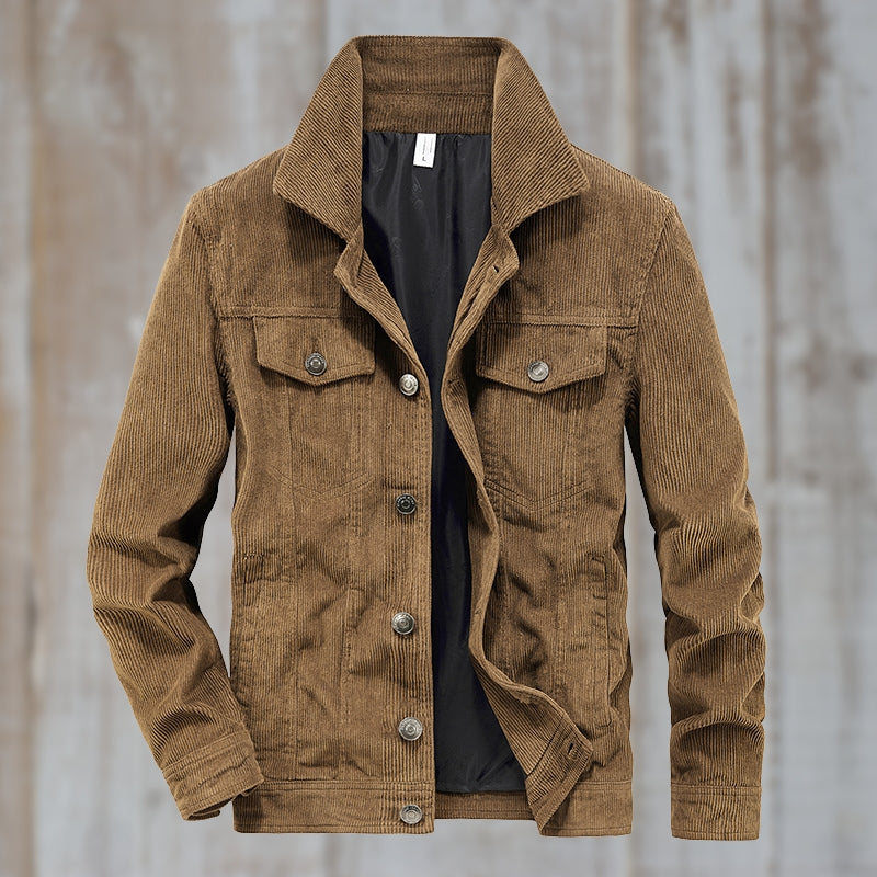 Krohn-e | Cordjacke mit Knopfverschluss Baumwollmischung Zeitloses Design