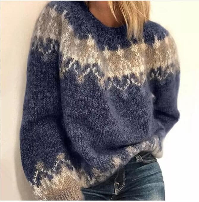 Krohn-e | Strickpullover - Weiche Wollmischung - Nordisches Muster - Lässige Passform