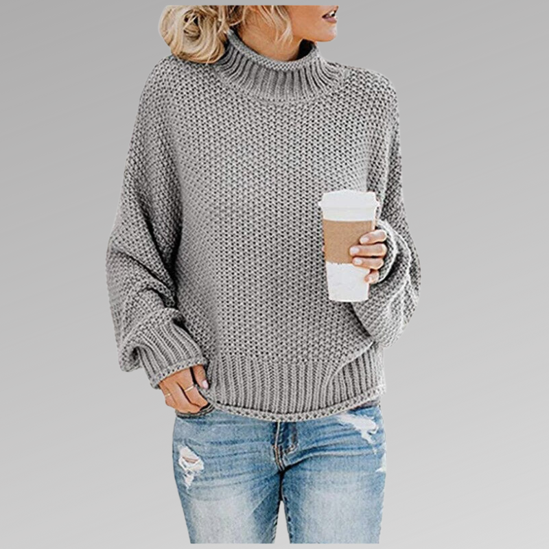 Krohn-e | Chunky Strickpullover mit Hohem Kragen Acryl Warm und Lässig