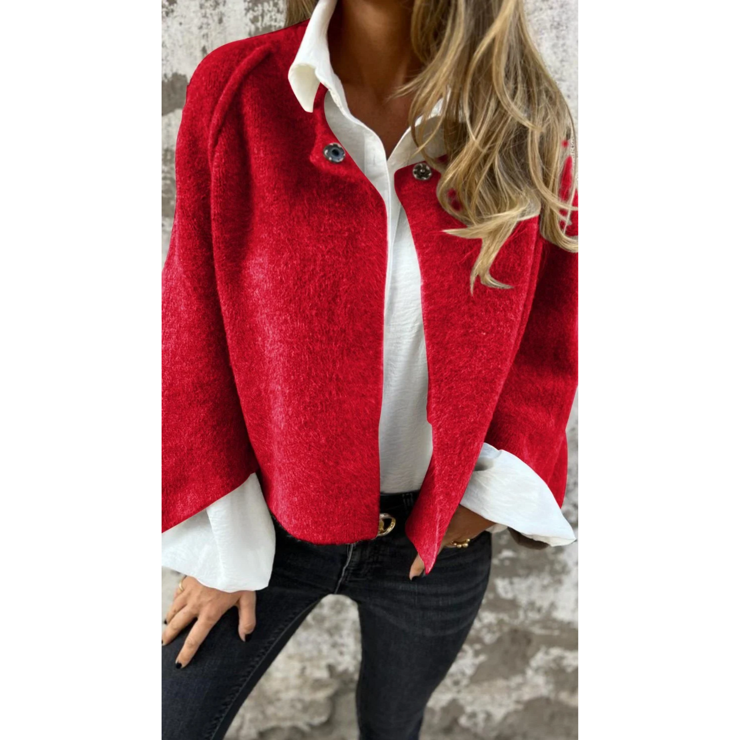 KROHN-E Damen Mantel klassisch tailliert Wolle Beige Wintermantel