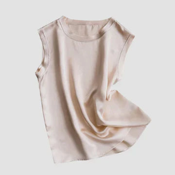 Fudus Seidensatin-Top ohne Ärmel: Designerstück