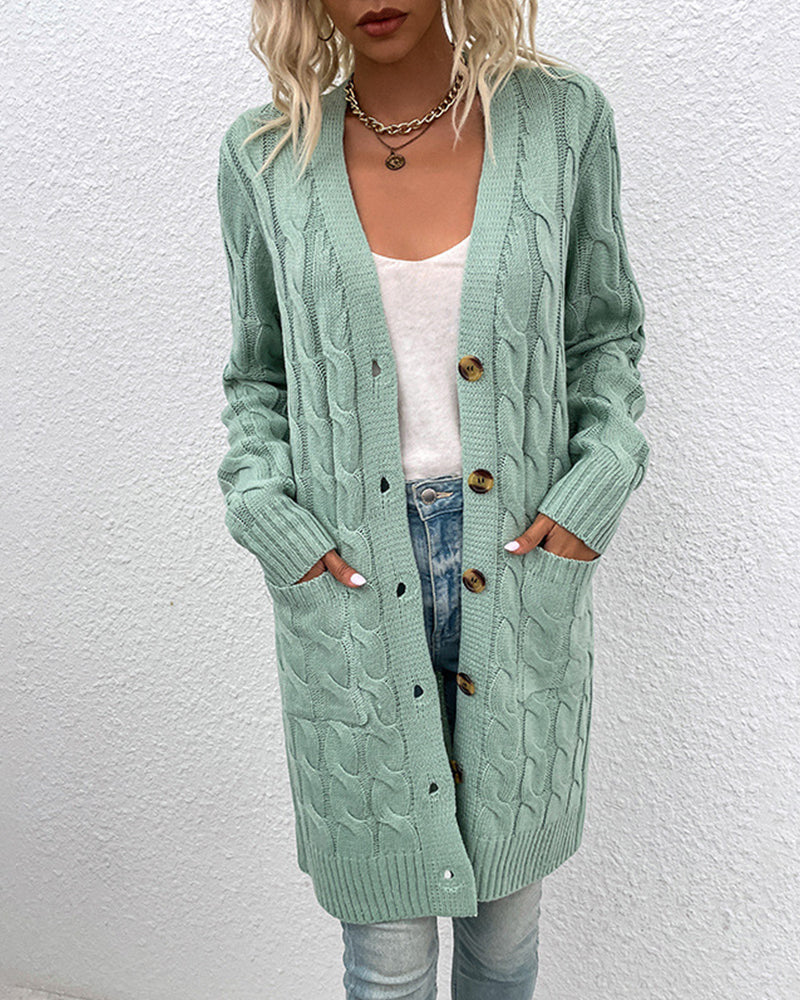 Krohn-e | Langärmelige Strickjacke In Einer Unifarbenen Farbe