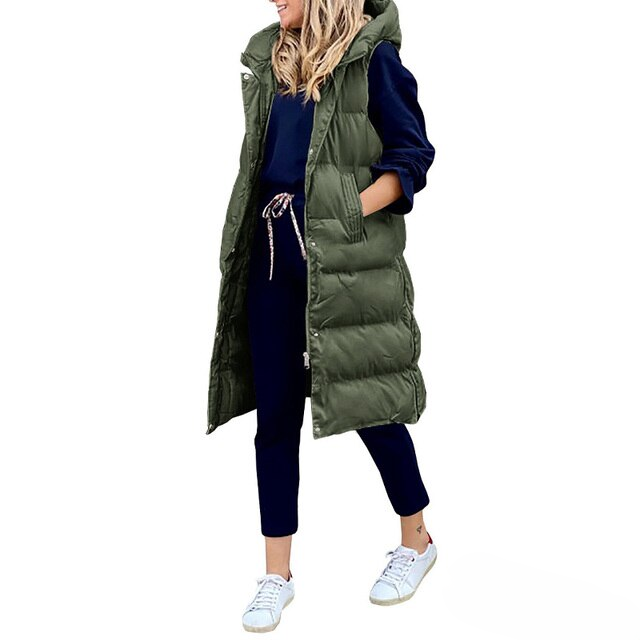 Krohn-e | Damen Langer Ärmelloser Wintermantel