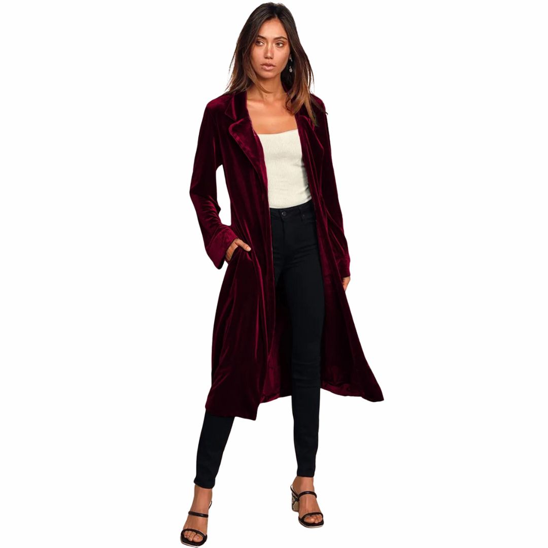 Luxus-Samtjacke von Ubel mit extra langer Länge und Tasche