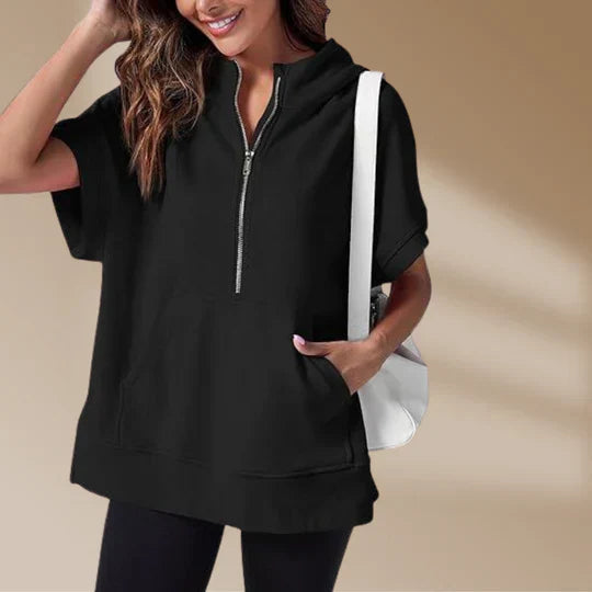 Fudus Damen-Sweatshirt mit Halb-Reißverschluss