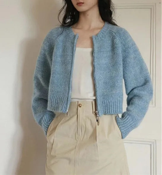 Damen Oversized Strickjacke mit Reißverschluss Krohn-e