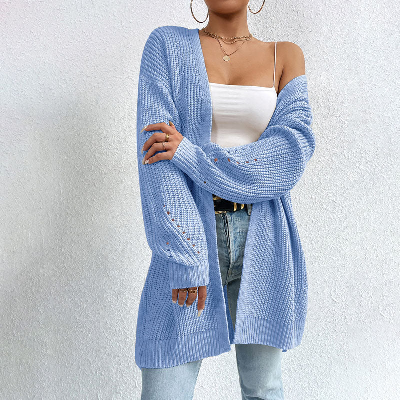 Krohn-e | Einfarbige Elegante Strickjacke mit Taschen