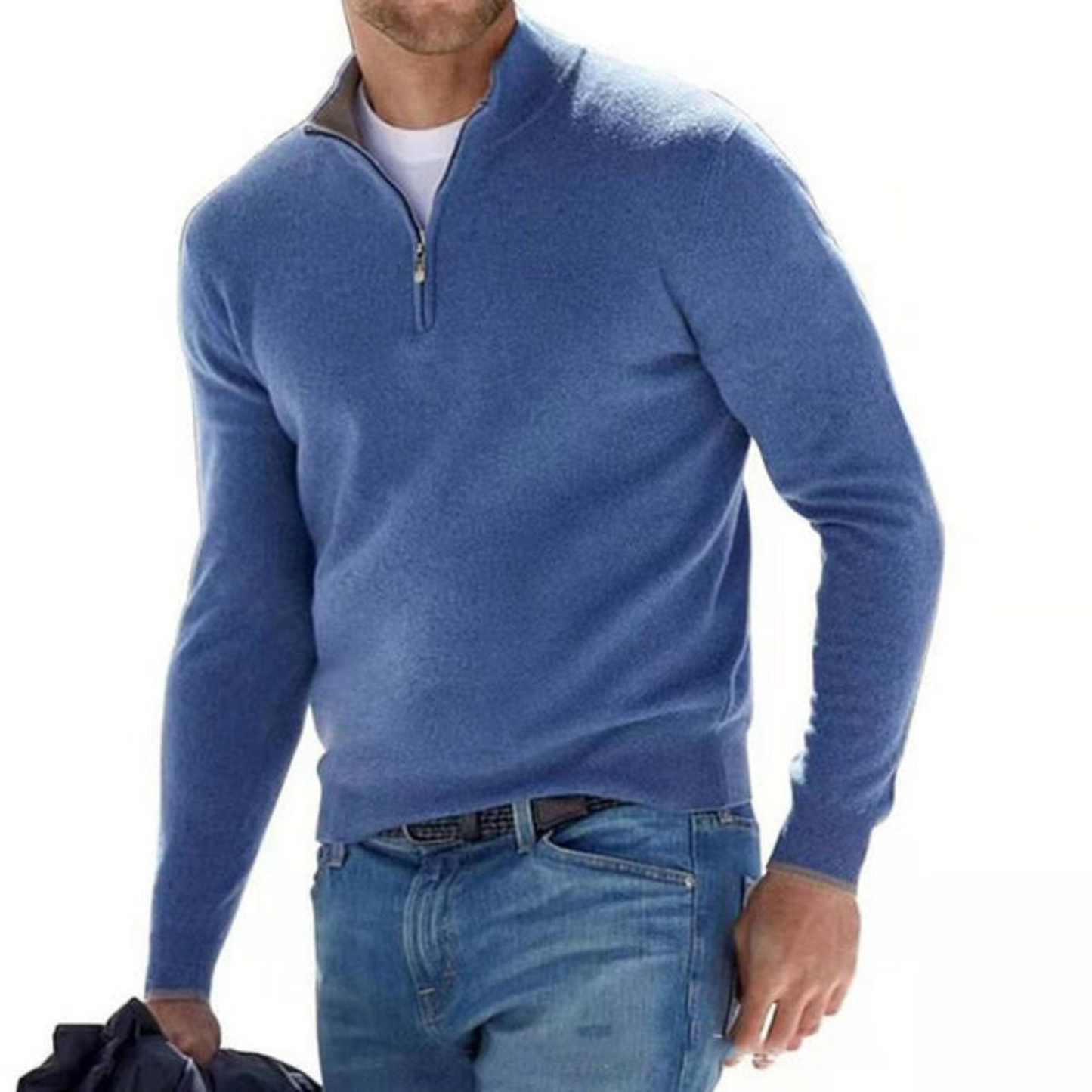 Leon | Herren Troyer Pullover Viertelreißverschluss Strickpullover