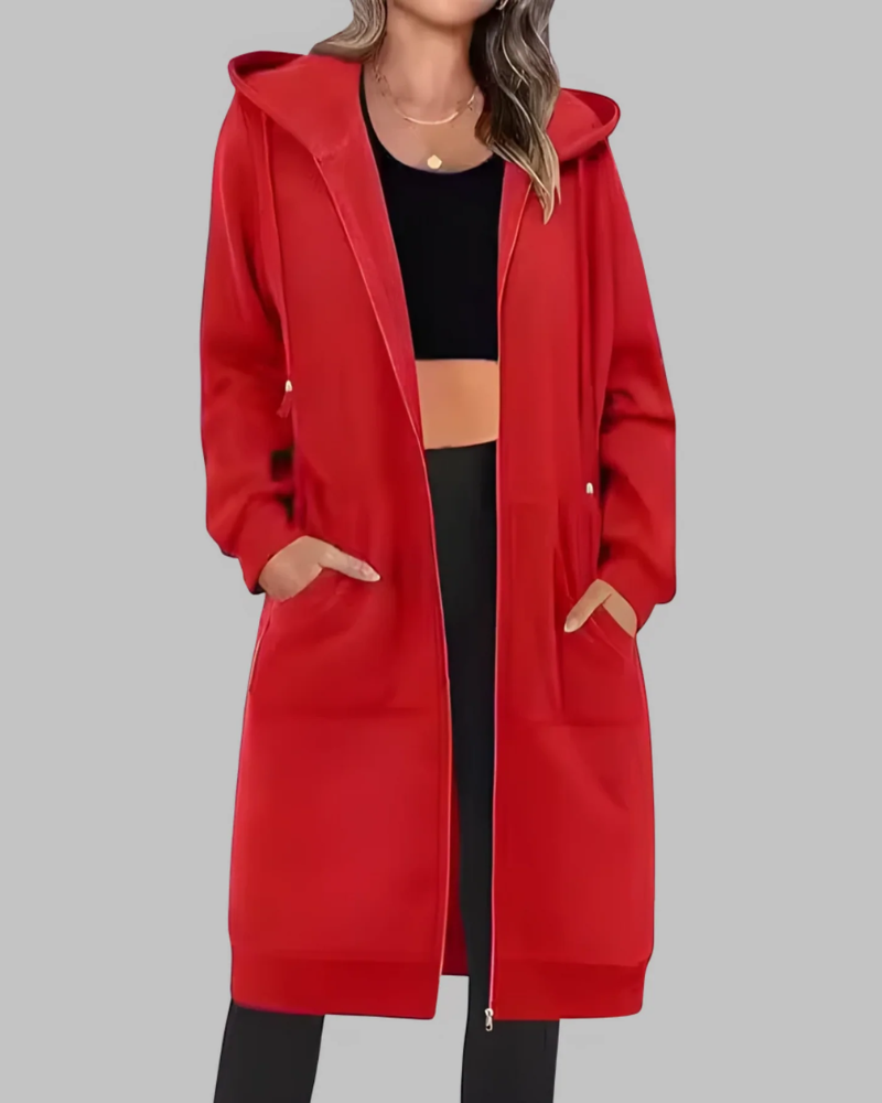 Krohn-e | Lässige Zip-Up Übergroße Lange Jacke
