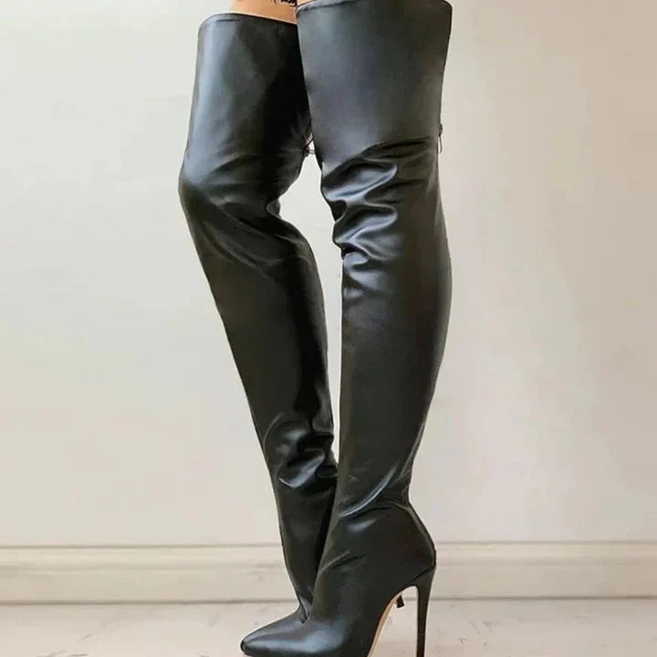 Krohn-e | Bequeme Hochhackige Schuhe für Frauen Oberschenkel Hoch