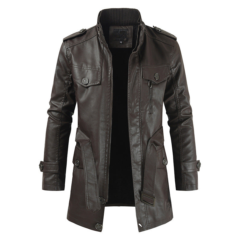 Krohn-e | Retro Leder-Trenchcoat für Männer