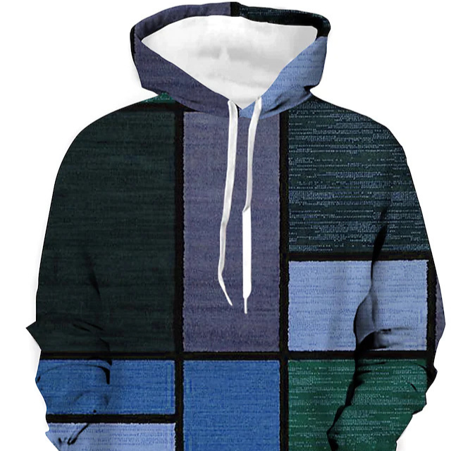 Kapuzenpullover mit langem Arm, Karomuster und Kordelzug von Fudus