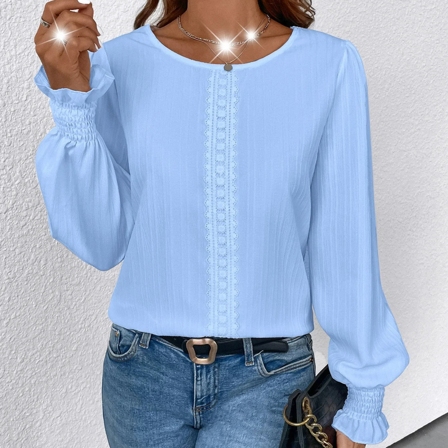 Bluse mit gerafften Ärmelbündchen von Fudus