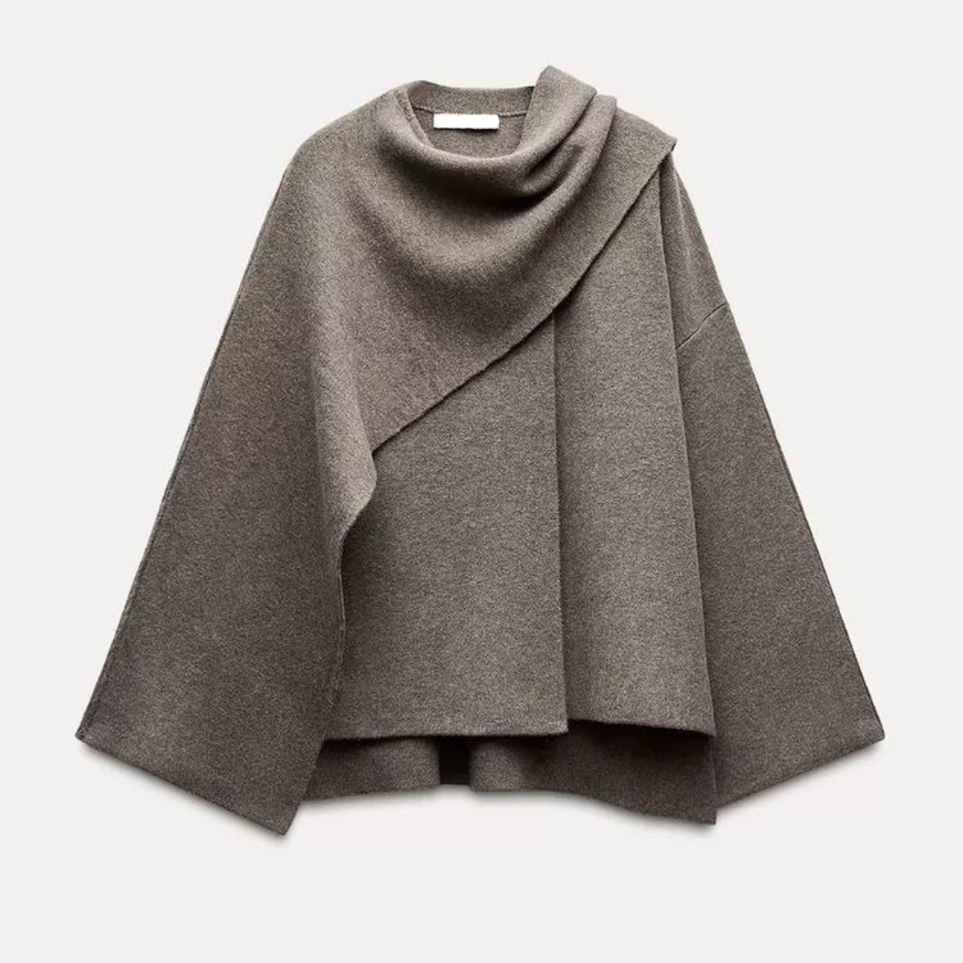 Krohn-e | Oversized Wickelmantel - Wollmischung - Elegante Passform - Lange Weite Ärmel
