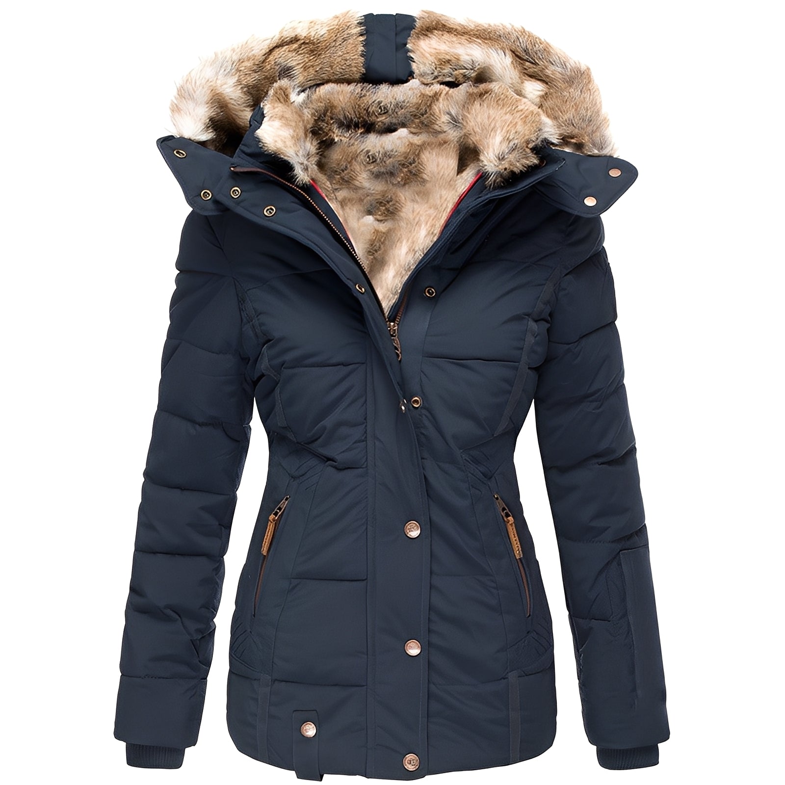 Krohn-e | Stilvolles schlankes Jacket mit Fellkragen für Frauen