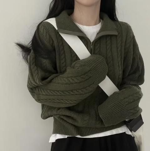 Casey Damen Pullover – Vintage Halbreißverschluss